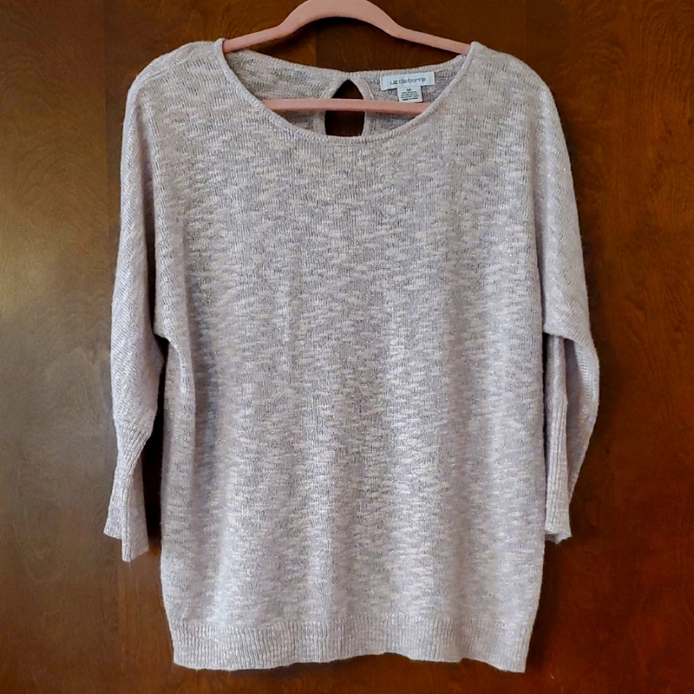 Liz Claiborne sparkly light pink sheer sweater, size M